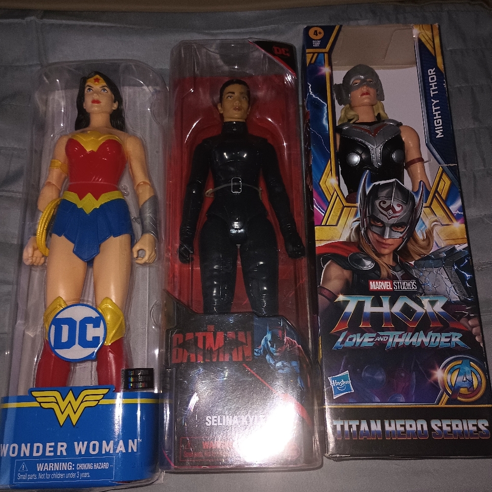 12 inch Cat woman, Wonder Woman and Jane Foster